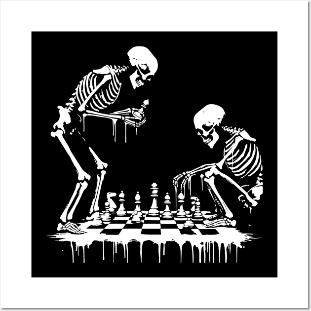 skeletons play chess Wall Art by lkn